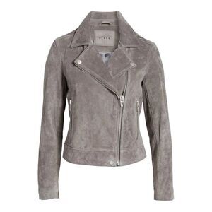 BLANK NYC Gray Suede Leather Asymmetrical Moto Jacket Size Small NWT